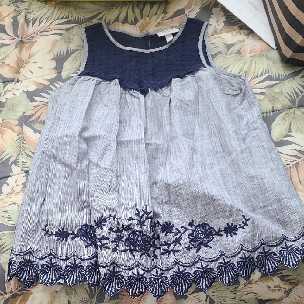 Liz Lange Navy and Gray Maternity Blouse